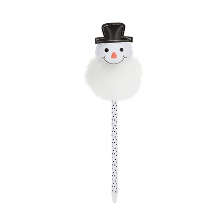 Penna natalizia con pon-pon per decorazioni natalizie h 25 cm