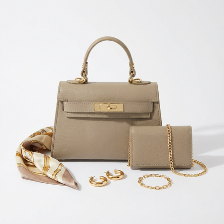 DOPPIASE Borsetta in Vera Pelle Saffiano Made in Italy fatta a mano 21x14x8cm