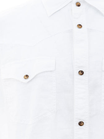 Gran Sasso Camicia Bianca in Lino da uomo