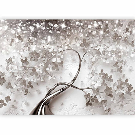 Carta da Parati Albero Luminoso Argento