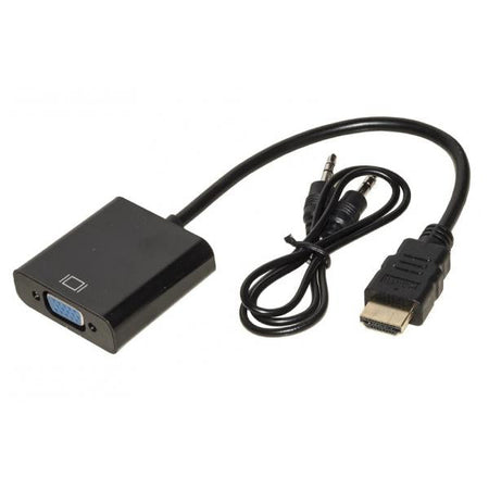 Convertitore per segnali da HDMI a VGA - Lunghezza cavo 15 cm - Per collegamento di PC notebook o altri dispositivi con porta HDMI a proiettori o monitor VGA.