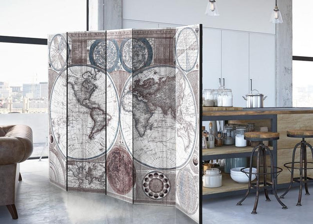 Paravento globo terrestre a cinque ante