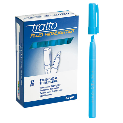 Scatola 12 Evidenziatori Highlighter Azzurro Tratto Fluo