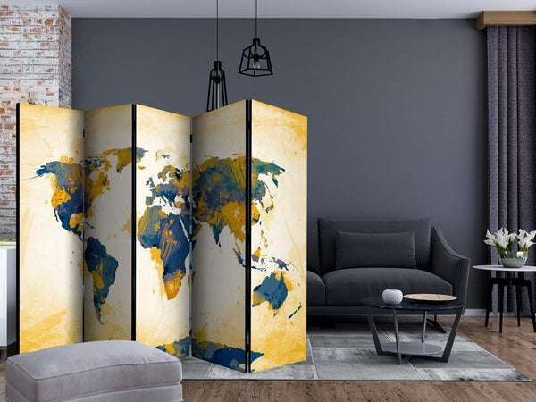Paravento Map of the World Sun and sky II [Room Dividers]