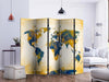 Paravento Map of the World Sun and sky II [Room Dividers]