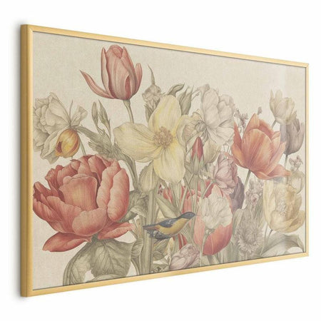 Poster - Flower Bouquet on a Cream Background
