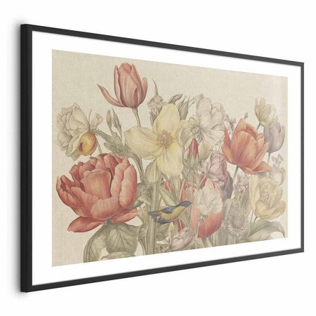 Poster - Flower Bouquet on a Cream Background