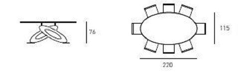 Tavolo Eclipse moderno vetro ovale Target Point 220x115x76