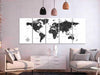 Quadro Black and White Map (5 Parts) Narrow