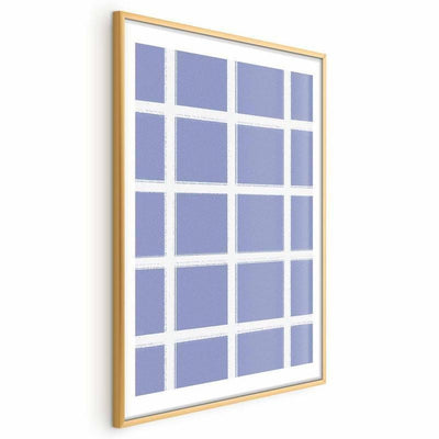 Poster - White Lines - a grid with large gaps on a blue background