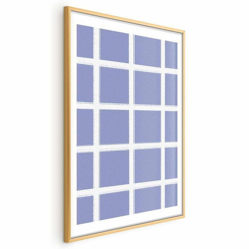 Poster - White Lines - a grid with large gaps on a blue background