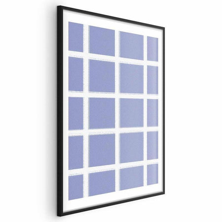 Poster - White Lines - a grid with large gaps on a blue background