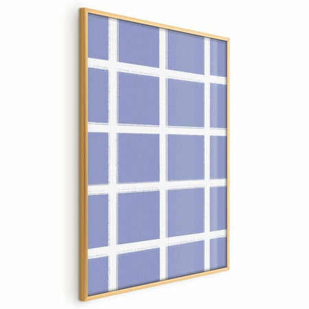 Poster - White Lines - a grid with large gaps on a blue background