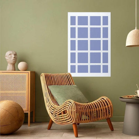 Poster - White Lines - a grid with large gaps on a blue background