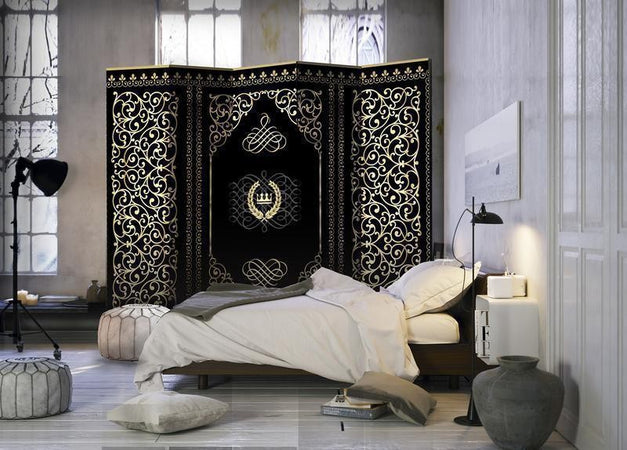 Paravento corona dorata cinque pannelli