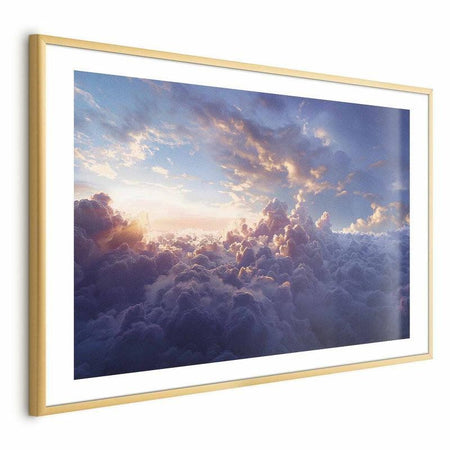 Poster - Sun in Hiding: The Golden Face of the Sky Over the Cloudy Sea