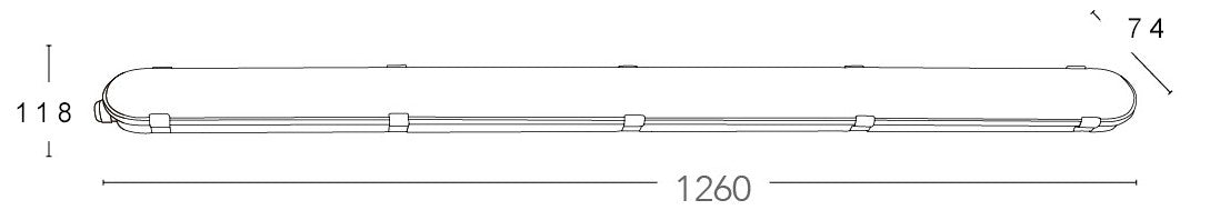Plafoniera allungata a luci led non incluse di 126 cm