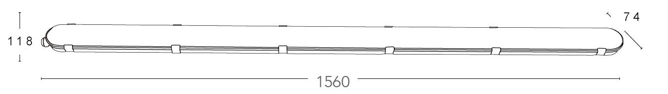 Plafoniera allungata a luci led non incluse di 156 cm