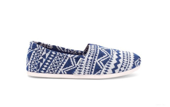 Toms Classic Navy White Woven Slip-on Scarpa Uomo 10008368