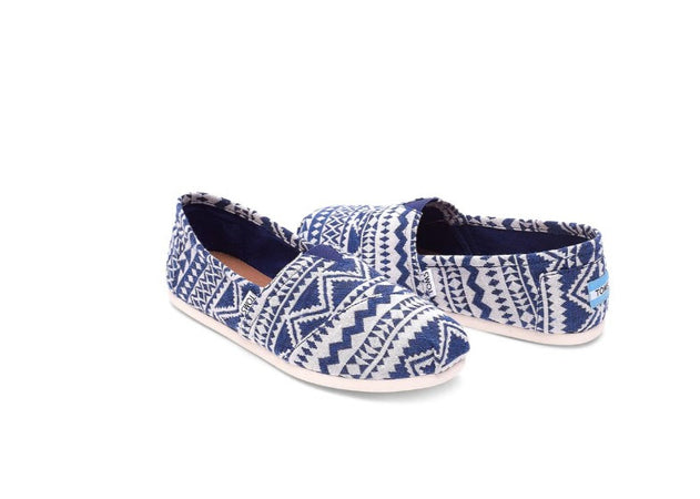 Toms Classic Navy White Woven Slip-on Scarpa Uomo 10008368