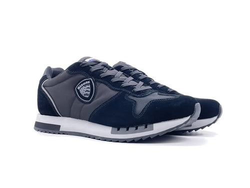 BLAUER Sneakers uomo QUEENS05 in camoscio e tessuto black