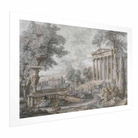 Poster - Temple on the Hill - Greek Architecture in Muted Tones