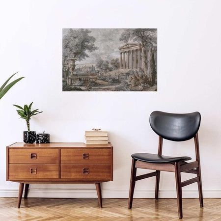 Poster - Temple on the Hill - Greek Architecture in Muted Tones