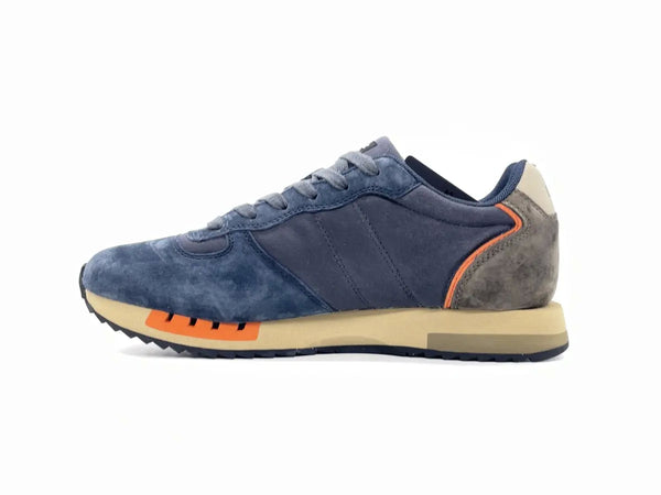 BLAUER Sneakers uomo QUEENS01 in pelle scamosciata e tessuto Navy Grey