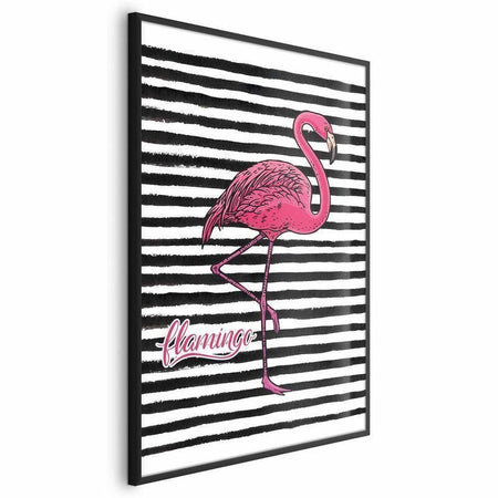 Poster - Black Stripes and Flamingo