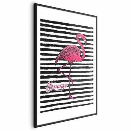 Poster - Black Stripes and Flamingo