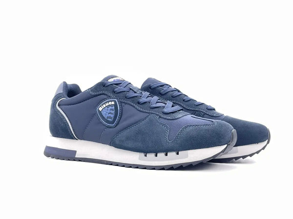 BLAUER Sneakers uomo Queens05 in camoscio e tessuto Navy