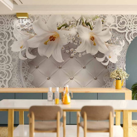 Fotomurale Lilies and Quilted Background