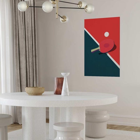 Poster - Table Tennis - Ball and Racket on a Table