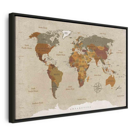 Quadro World Map: Beige Chic