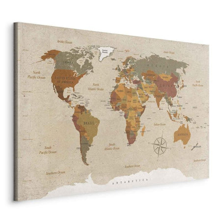 Quadro World Map: Beige Chic