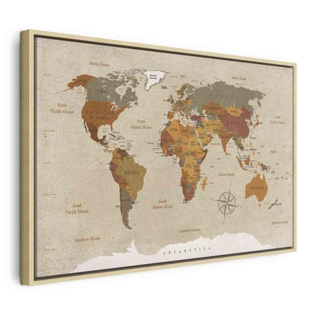 Quadro World Map: Beige Chic