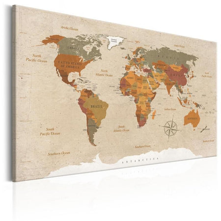 Quadro World Map: Beige Chic