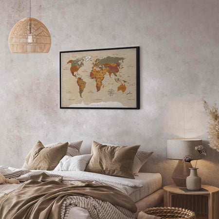 Quadro World Map: Beige Chic