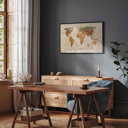 Quadro World Map: Beige Chic