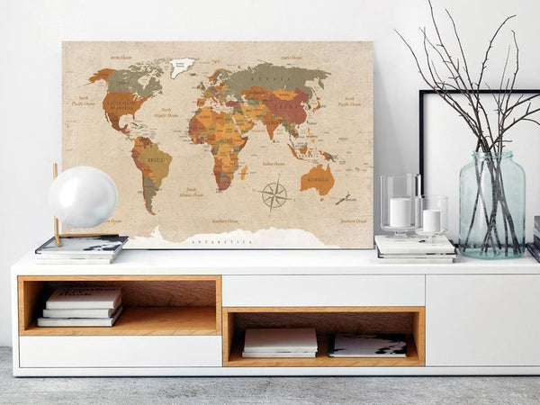 Quadro World Map: Beige Chic