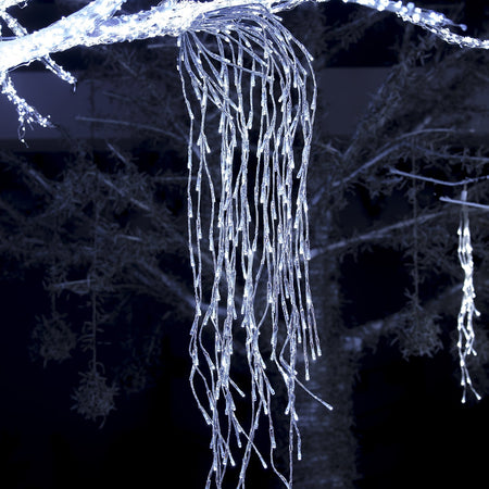 Ramo cadente luminoso cascata di luci a LED bianco freddo effetto flash decorazione natalizia per esterno interno