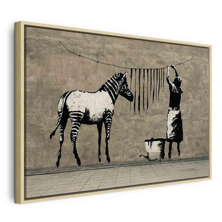 Quadro Banksy Washing Zebra on Concrete (1 Part) Wide