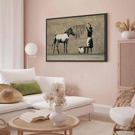 Quadro Banksy Washing Zebra on Concrete (1 Part) Wide