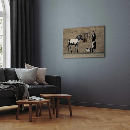 Quadro Banksy Washing Zebra on Concrete (1 Part) Wide