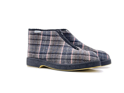 EMANUELA Pantofola Uomo con Zip a Quadri