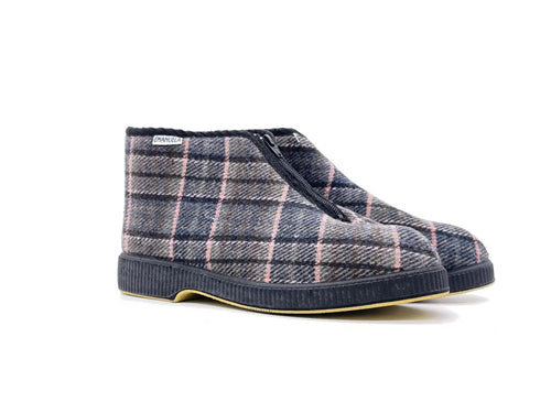 EMANUELA Pantofola Uomo con Zip a Quadri