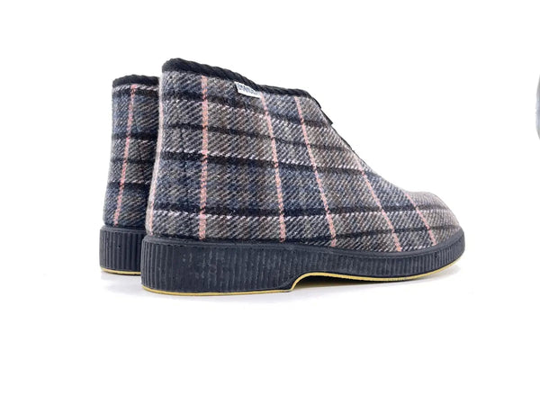 EMANUELA Pantofola Uomo con Zip a Quadri