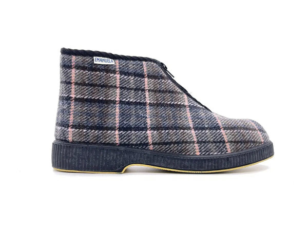 EMANUELA Pantofola Uomo con Zip a Quadri