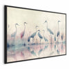 Poster - Birds by the Lake - herons painted in watercolor in a delicate, gray-pink palette