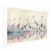 Poster - Birds by the Lake - herons painted in watercolor in a delicate, gray-pink palette